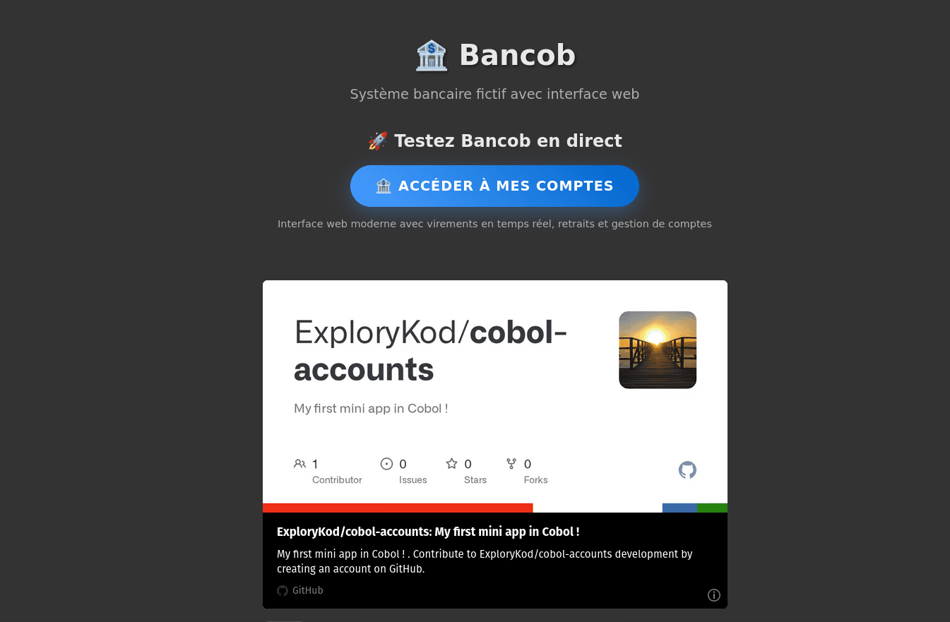 Interface web du système bancaire COBOL