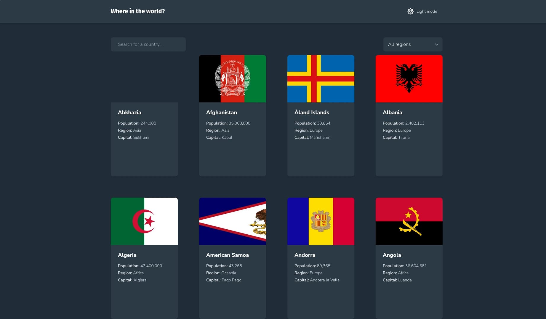 Flag App — liste de pays et drapeaux