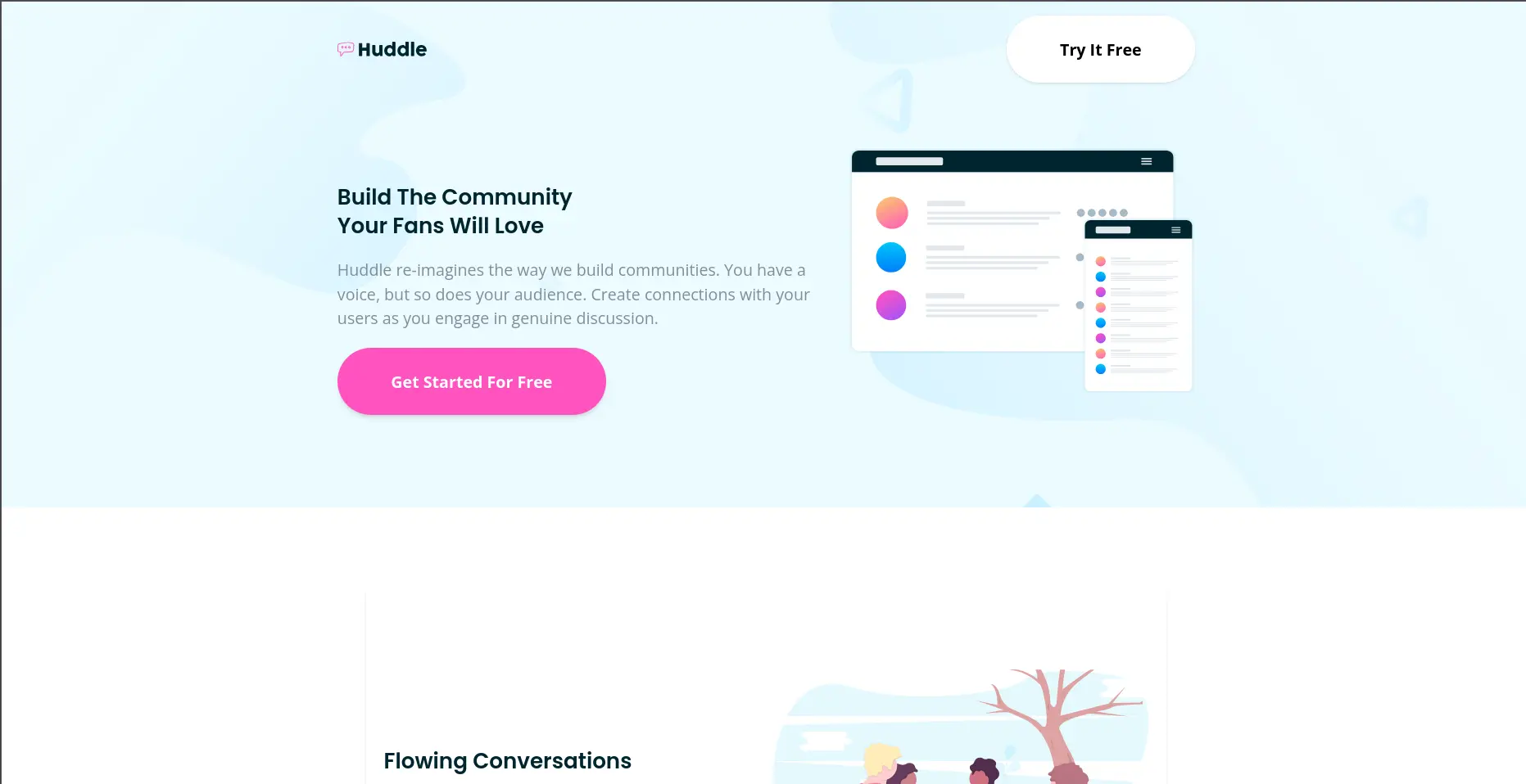 Page d'accueil de la landing page