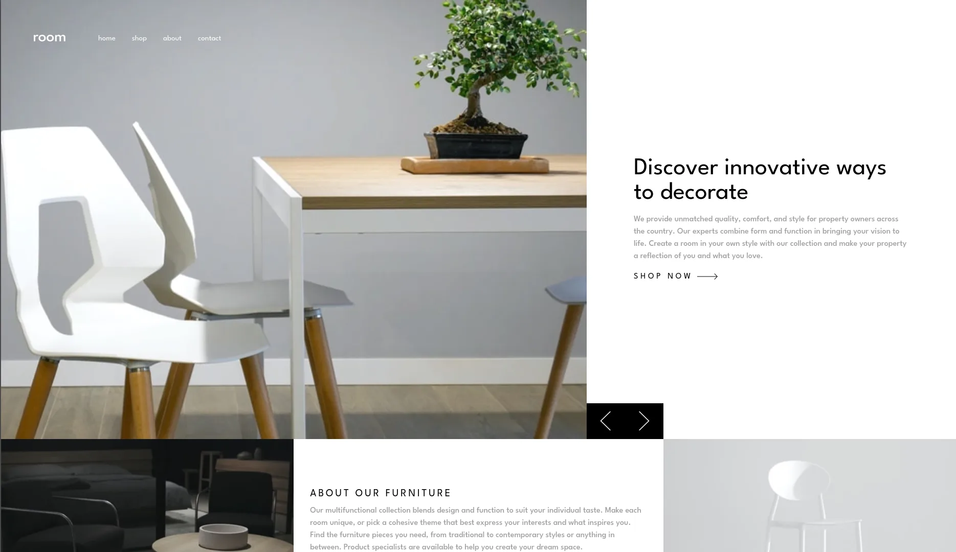 Landing page Room Decoration